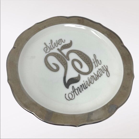 VINTAGE | Fine China Silver 25th Anniversary Plate - Picture 2 of 8